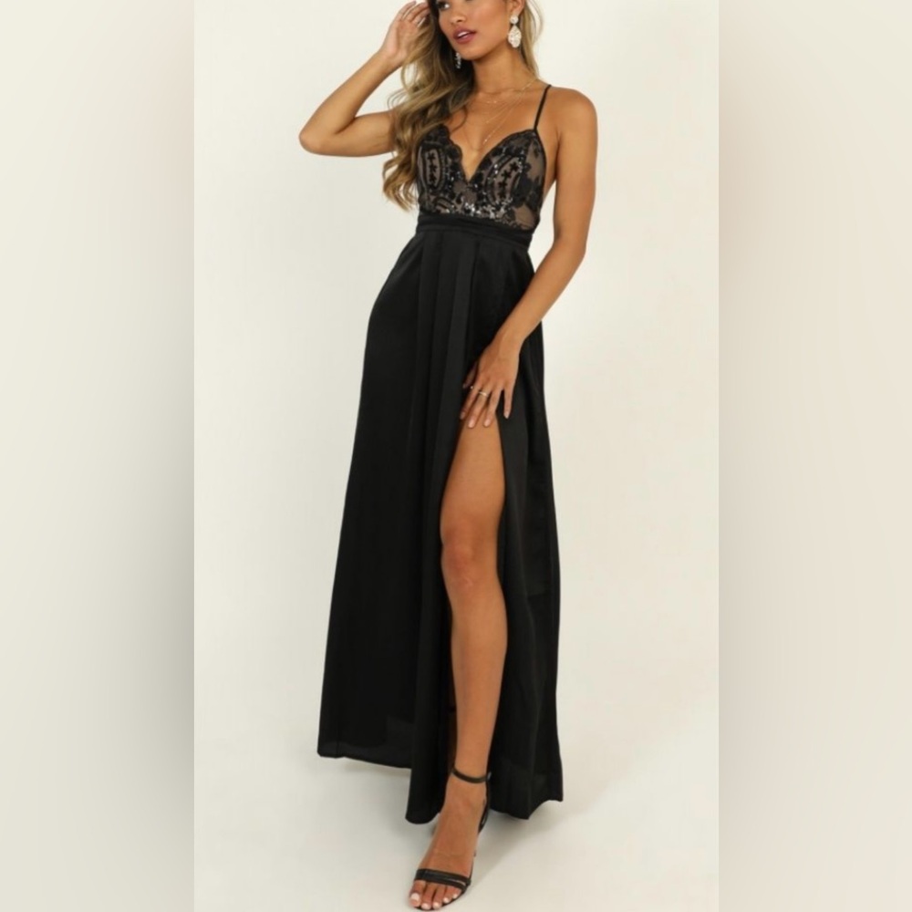 Hello Molly Black Lace Maxi Dress